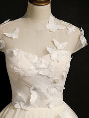 Robes de bal courtes avec papillon, courtes robes de retour formelles blanches