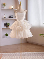Robe de bal à tulle blanc courte, robes de retour à retour en tulle blanche en tulle blanc