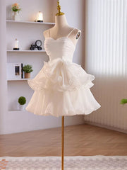 Robe de bal à tulle blanc courte, robes de retour à retour en tulle blanche en tulle blanc