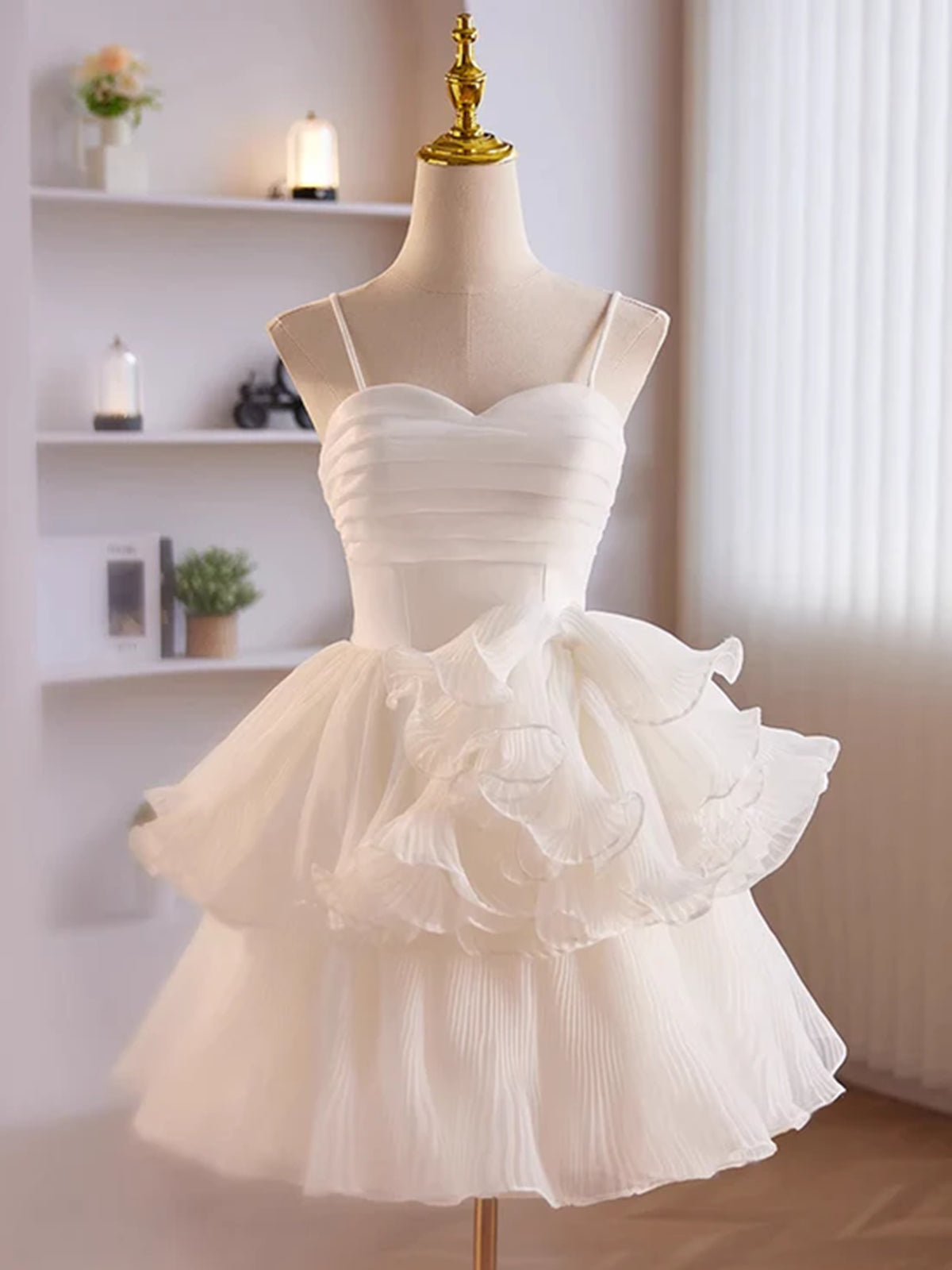 Robe de bal à tulle blanc courte, robes de retour à retour en tulle blanche en tulle blanc