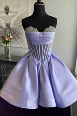 Sweetheart Hot Pink Pleated Short Party Dress with Rhinestones