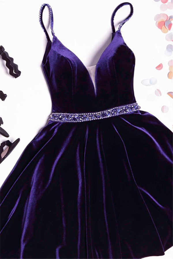 STACTES SPAGHETTI simples Robes Homecoming Robes Velvet Crystal Hoco Robe