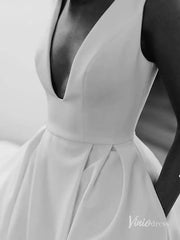 Simple Classic Thigh Split Wedding Dresses with Pockets Viniodress VW1120