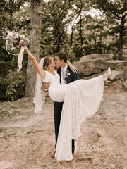 Simple Mermaid Lace Wedding Dresses with Long Train Viniodress VW1069