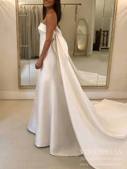 Simple Minimalist Wedding Dresses Strapless Satin Bridal Gown VW1540