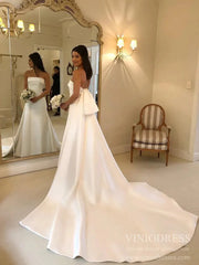Simple Minimalist Wedding Dresses Strapless Satin Bridal Gown VW1540