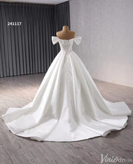 Simple Modern Satin Balll Gown Wedding Dresses Off the Shoulder 241117