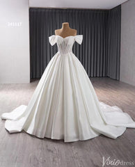 Simple Modern Satin Balll Gown Wedding Dresses Off the Shoulder 241117