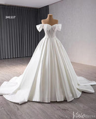 Simple Modern Satin Balll Gown Wedding Dresses Off the Shoulder 241117