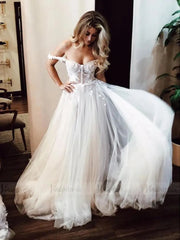 Simple Off the Shoulder Beach Wedding Dresses VW1300