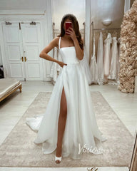 Simple Organza Wdding Dresses with High Slit VW2066