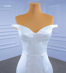 Simple Satin Mermaid Wedding Dresses Off the Shoulder 67299
