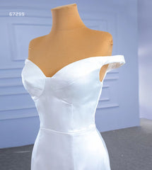 Simple Satin Mermaid Wedding Dresses Off the Shoulder 67299