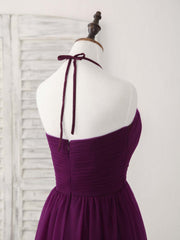 Simple Tulle A-Line Purple Long Prom Dress, Bridesmaid Dress