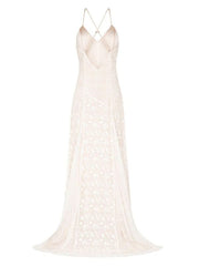 Simple Wedding Dress 2021 V Neck Straps Sleeveless Floor Length Boho Bridal Gown