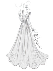 Simple Wedding Dress A Line V Neck Long Sleeves Lace Floor Length Bridal Gowns
