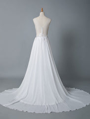 Simple Wedding Dress A Line V Neck Sleeveless Lace Illusion Back Bridal Gowns
