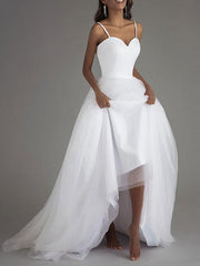 Simple Wedding Dress Tulle Sweetheart Neck Sleeveless Sash A Line Bridal Dresses