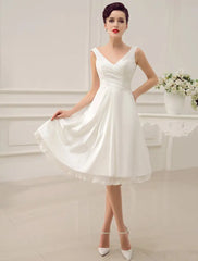 Simple Wedding Dresses Ivory Wedding Dress Knee-Length Backless Straps Lace Bridal Dress