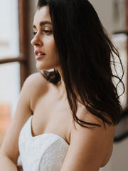 Simple Wedding Dresses Lace Wedding Gowns Strapless A-Line Bridal Gowns