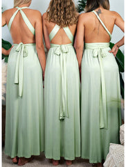 Sheath / Column Bridesmaid Dress Halter Sleeveless Convertible Ankle Length Spandex