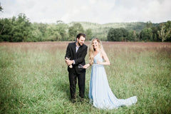Sky Blue Chiffon Wedding Dresses for Wedding Photography VW1052