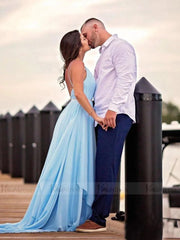 Sky Blue Chiffon Wedding Dresses for Wedding Photography VW1052