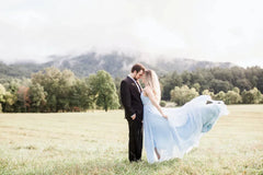 Sky Blue Chiffon Wedding Dresses for Wedding Photography VW1052