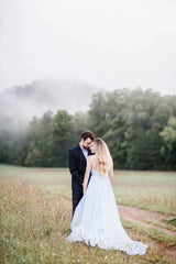 Sky Blue Chiffon Wedding Dresses for Wedding Photography VW1052