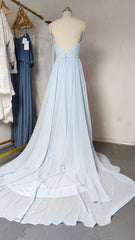 Sky Blue Chiffon Wedding Dresses for Wedding Photography VW1052