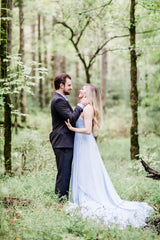 Sky Blue Chiffon Wedding Dresses for Wedding Photography VW1052