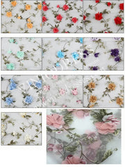 Sky Blue Floral Prom Dresses with Slit V-neck Flower Blossom Formal Dresses FD3800