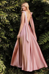 Cinderella Divine 7490 Sleeveless A Line Satin Prom Dress