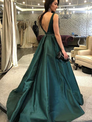 Sleeveless Bateau Sweep/Brush A-line Train With Beading Satin Dresses