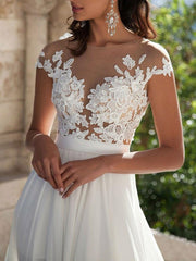 Sleeveless Boho Wedding Dress A Line V Neck Sleeveless Split Lace Appliqued Beach Bridal Gowns With Sweep Train