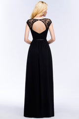 Sleeveless Chiffon A-line Black Bridesmaid Dress