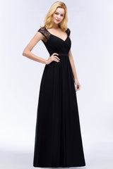 Sleeveless Chiffon A-line Black Bridesmaid Dress
