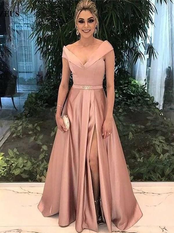 Sleeveless Floor-Length With Sash/Ribbon/Belt Satin Dresses