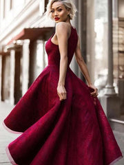 Sleeveless Jewel Asymmetrical A-line With Ruffles Lace Dresses