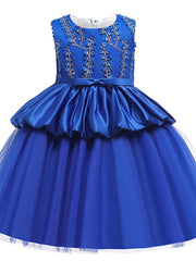 Sleeveless Jewel Neck Ball Gown Pageant Dress for Flower Girl With Beading Appliques