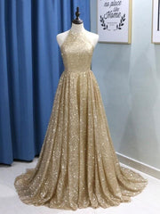 Sleeveless Jewel Sweep/Brush A-line Train With Ruffles Sequins Dresses
