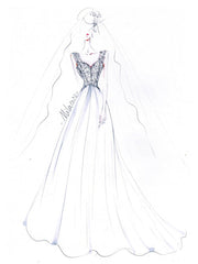 Sleeveless Lace Wedding Dress A Line V Neck Floral Beaded Bridal Dresses With Train
