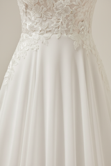 Sleeveless Lace Wedding Dress A Line V Neck Floral Beaded Bridal Dresses With Train