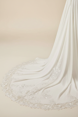 Sleeveless Lace Wedding Dress A Line V Neck Floral Beaded Bridal Dresses With Train