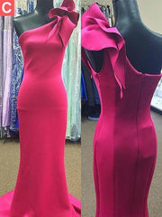 Sleeveless One-Shoulder With Ruffles Sweep/Brush Train Satin Dresses