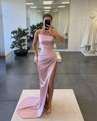 Sleeveless Satin Mermaid Prom Dress with Split