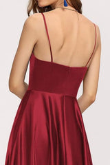 Sleeveless Spaghetti Straps Floor-Length With Ruffles Satin Dresses