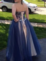 Sleeveless Spaghetti Straps With Beading Floor-Length Tulle Dresses