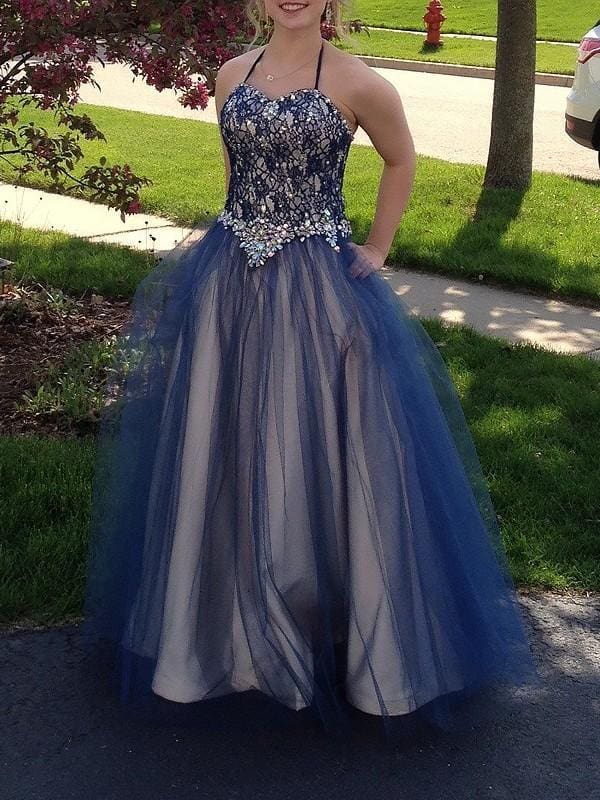 Sleeveless Spaghetti Straps With Beading Floor-Length Tulle Dresses