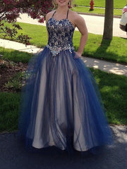 Sleeveless Spaghetti Straps With Beading Floor-Length Tulle Dresses